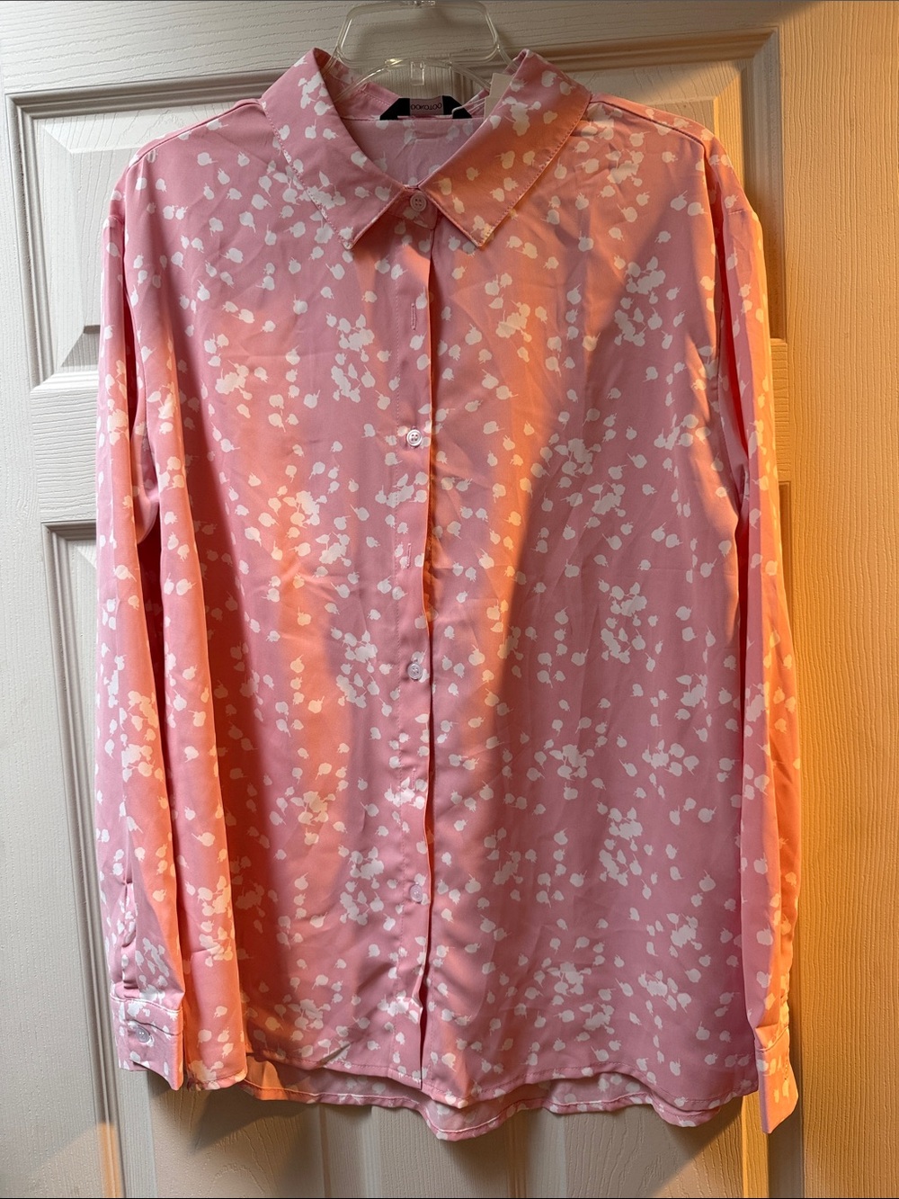 Women’s Set Pink Printed Button-Down Shirt plus Cardigan